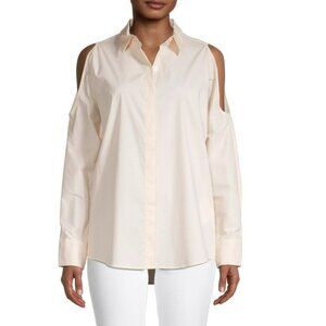 Dkny Cold-Shoulder Collard Shirt Soft Blush Button Down